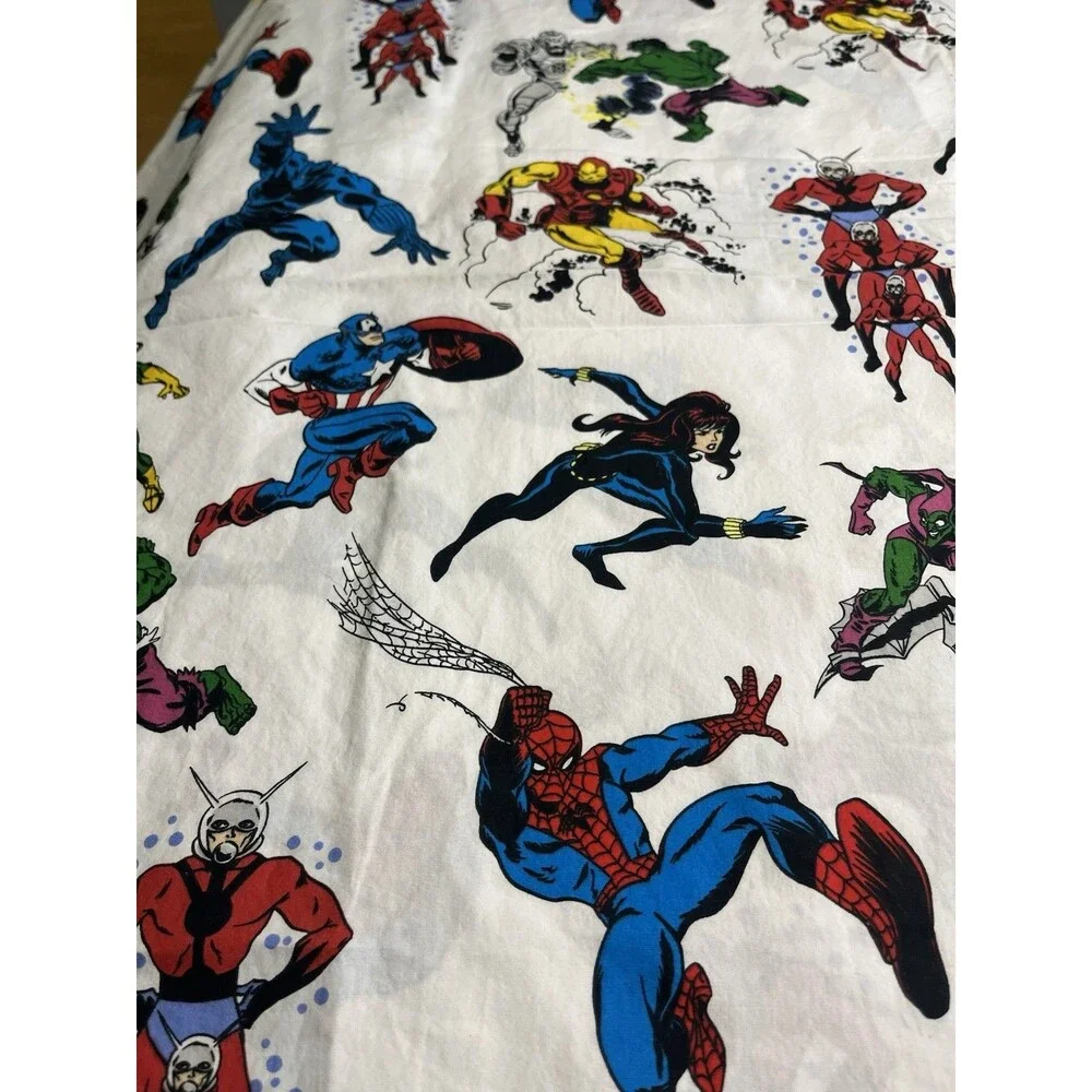 Pottery Barn Kids Marvel Avengers Flat Sheet Only 100% Cotton Queen Size
